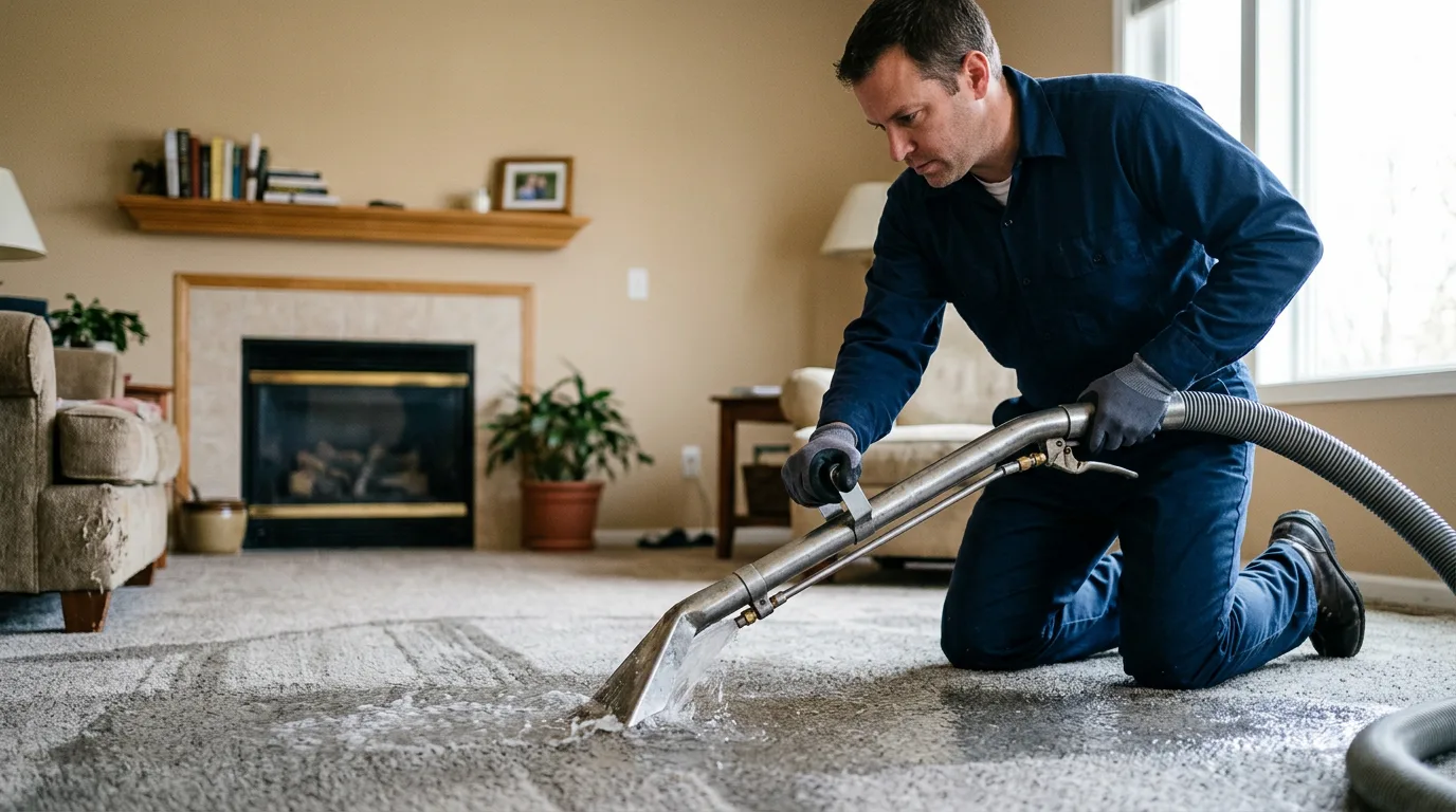 Water damage restoration technician working near Vergennes, VT